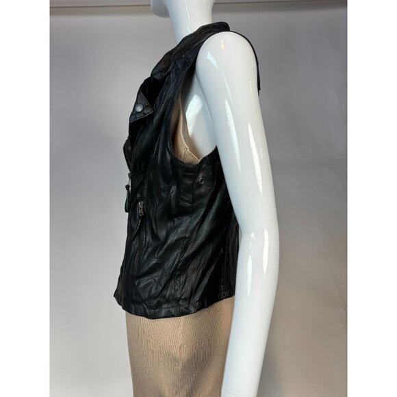Miley Cyrus & Max Azria Black Faux Leather Vest XL - Picture 11 of 16